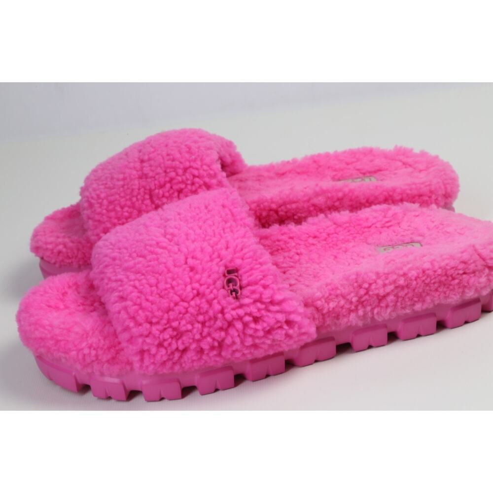 UGG Cozetta Platform Slides Pink Sheepskin Shearling Strappy Sandals Size 9 (40)